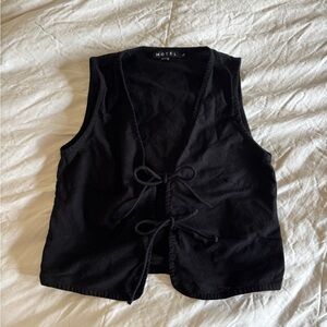 Motel Rocks Black Tie-Front Vest Top